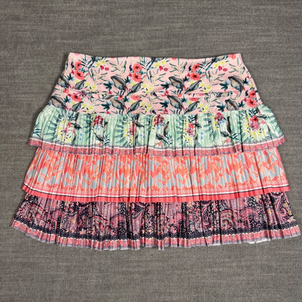 Lucky in Love Patch Me Pleated Golf Skort Floral Medium Tennis Pickleball - Picture 2 of 8